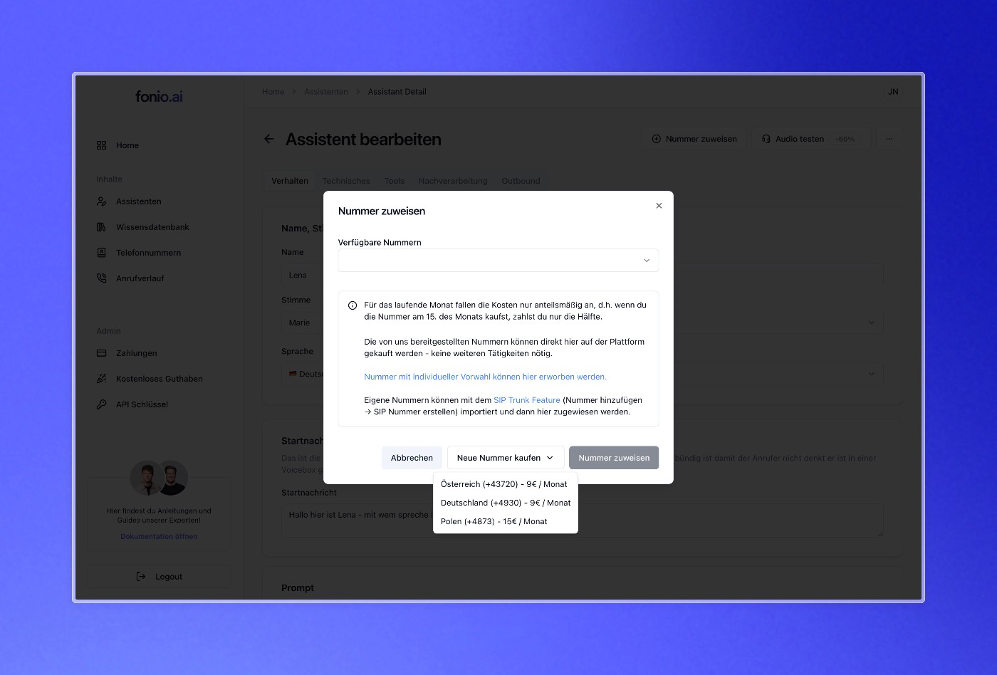 Screenshot of app fonio.ai